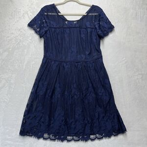 Grayson Lace Dress Juniors Sz 11/12 Navy Blue Floral Party